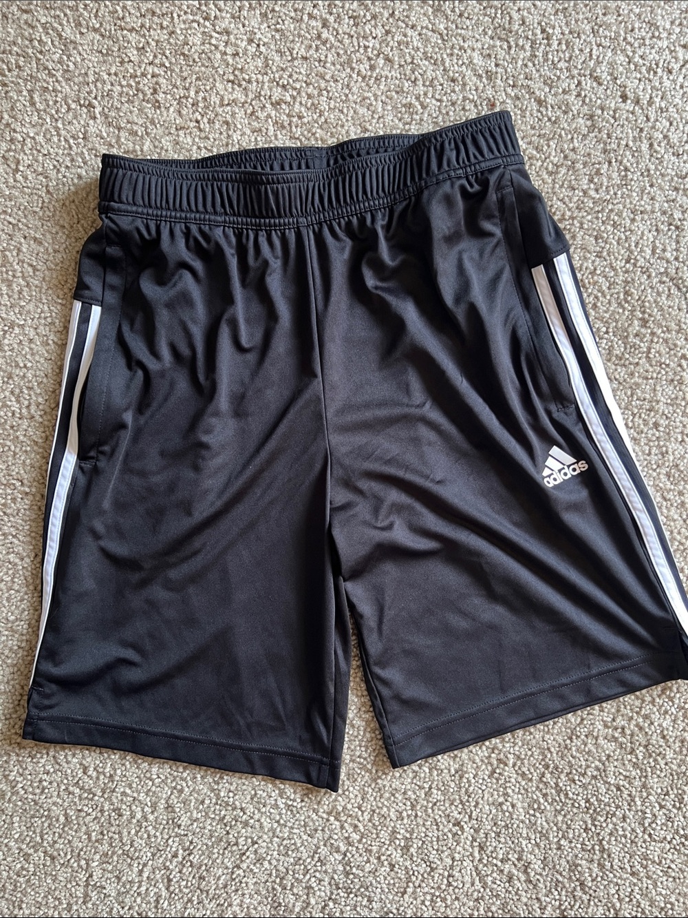 adidas Men's Black Athletic Shorts with White Stripes